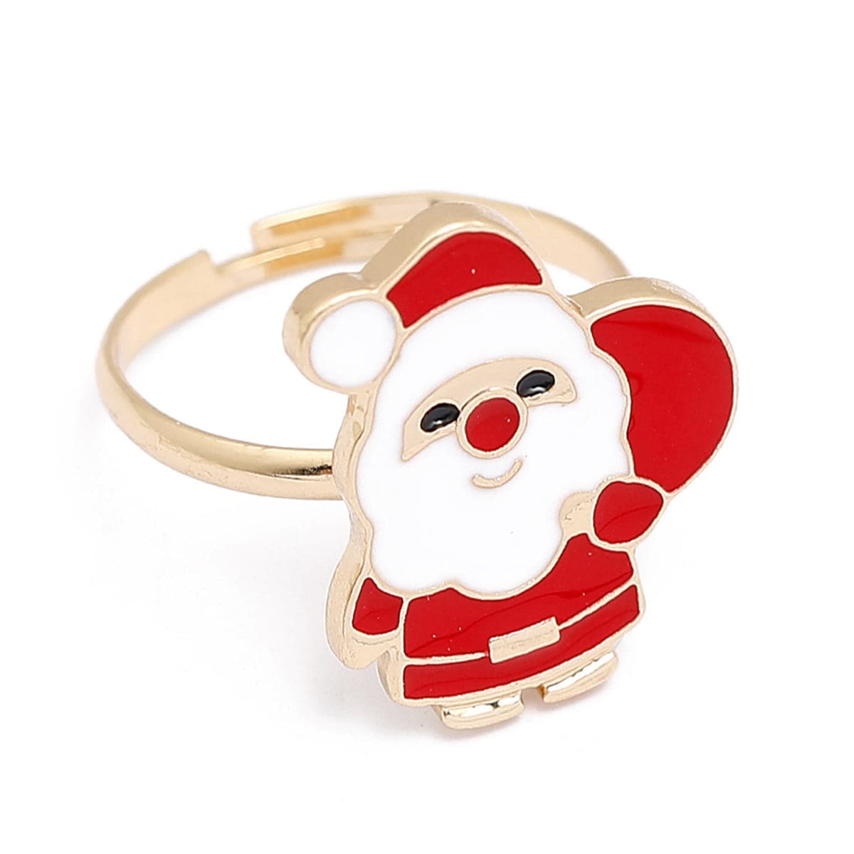 Red Enamel & Goldtone Gift Santa Adjustable Ring