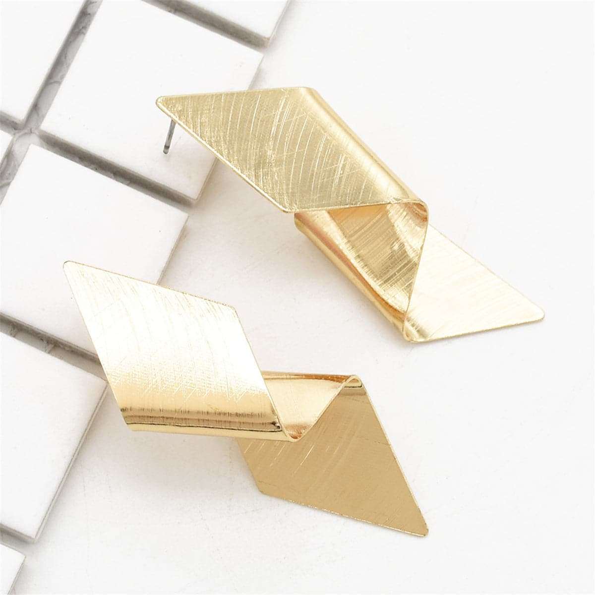 Goldtone Twisted Sequin Stud Earrings