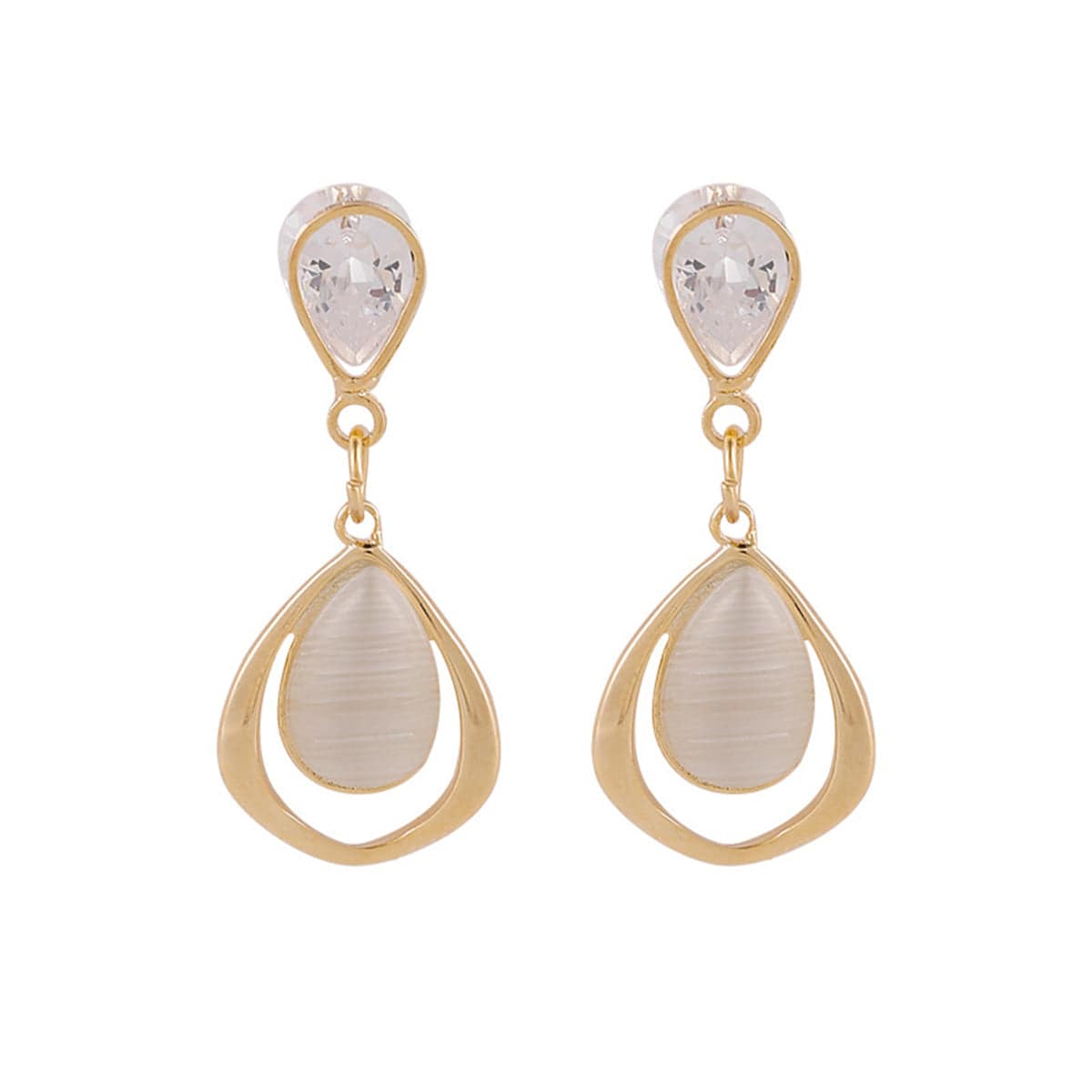 Goldtone & Clear Crystal Planet Drop Earrings