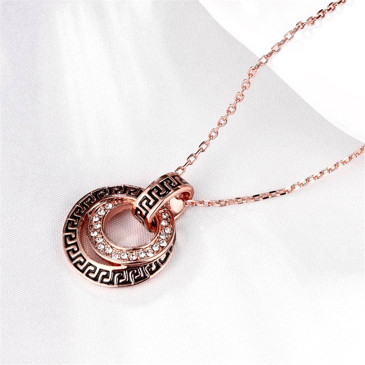 Cubic Zirconias & Rose Goldtone Spiral Pendant Necklace