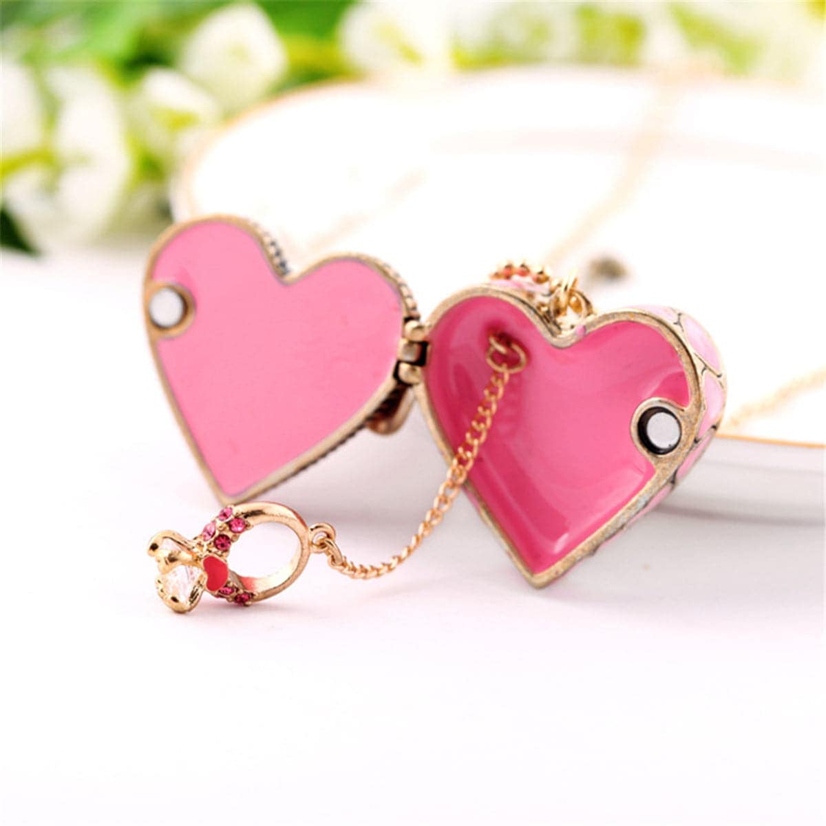 Cubic Zirconia & Goldtone 'Love' Heart Locket