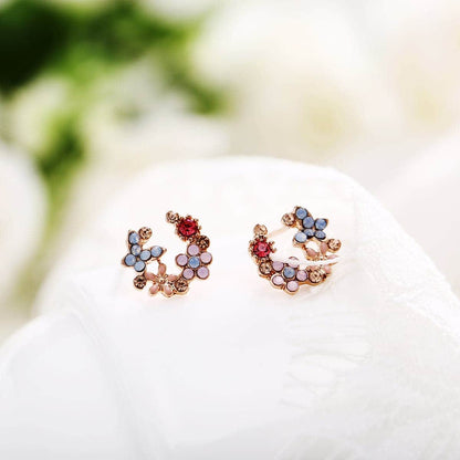 Crystal & Cubic Zirconia Flower Stud Earrings-2