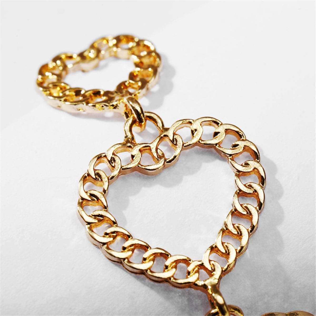 Goldtone Linking Figaro Heart Drop Earring
