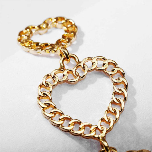 Goldtone Linking Figaro Heart Drop Earring
