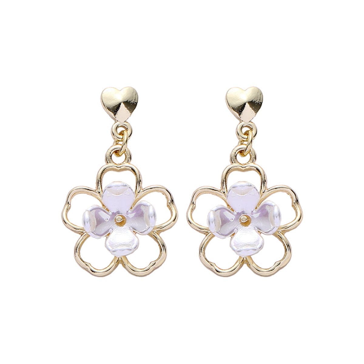 Resin & Goldtone Flower Drop Earrings