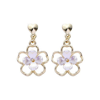 Resin & Goldtone Flower Drop Earrings