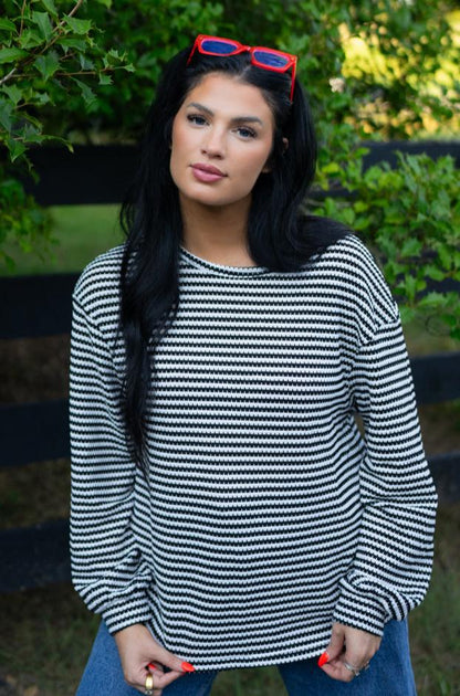 Threaded Pear Elouise Stripe Long Sleeve Top