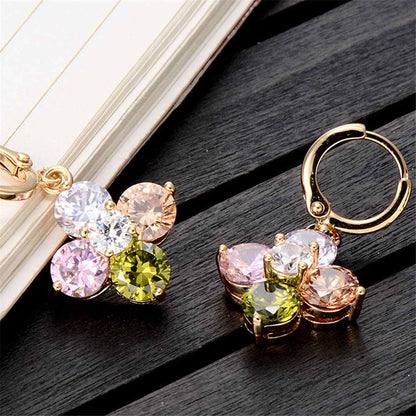 Cubic Zirconia & Goldtone Flower Drop Earrings