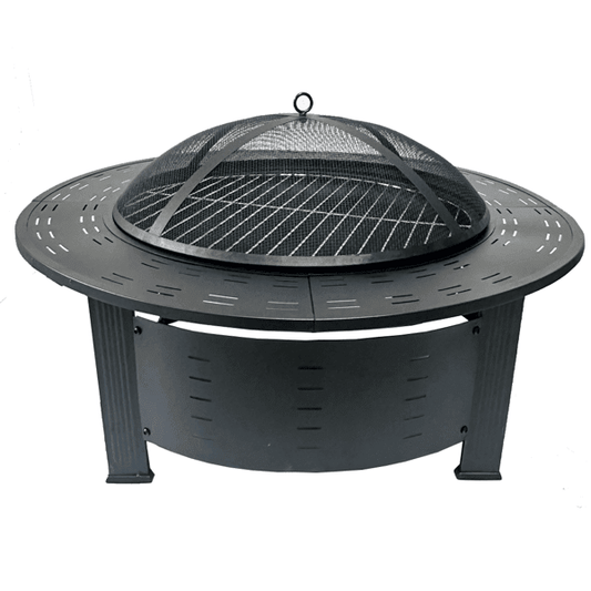InQ Boutique Round Stove Cooking Tea Round Barbecue Stove Table Smokeless Charcoal Rack Full Set of Heating Brazier Wood Home Courtyard Outdoor - Gray