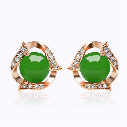 Jade & Rose Goldtone Halo Ribbon Botany Stud Earrings