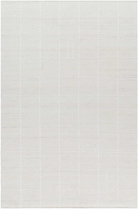 Tieve Off White Checkered Area Rug