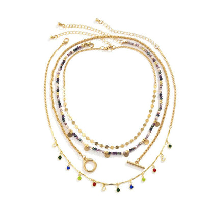 Multicolor Cubic Zirconia & Acrylic Goldtone Toggle Necklace Set