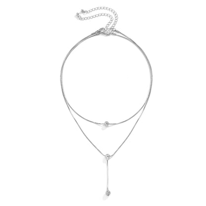 Silvertone Bead Lariat Necklace Set