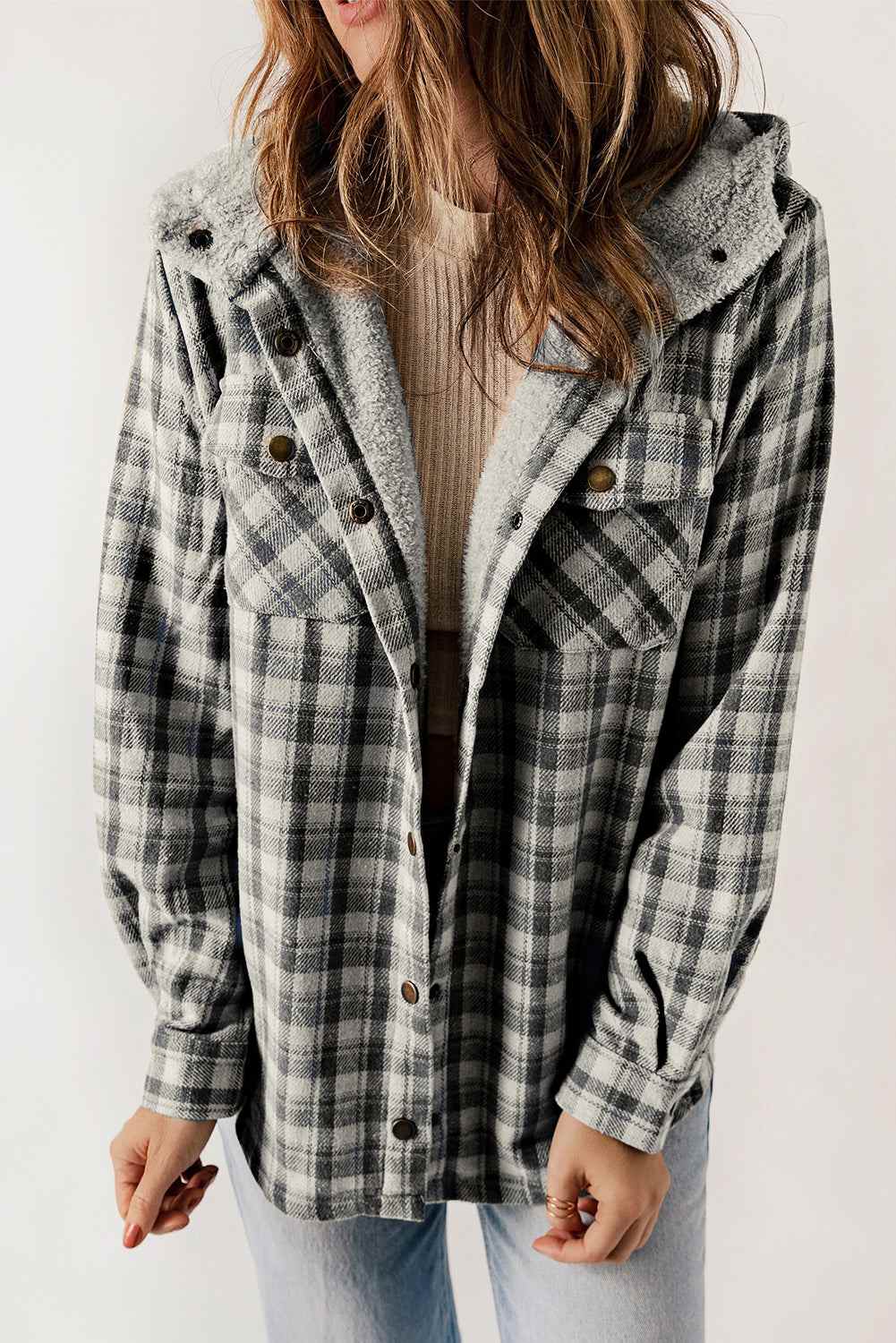 Evelyn Sherpa Lined Hooded Shacket - Black / M - 8/10
