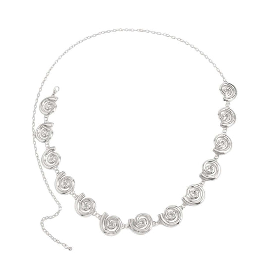 Silvertone Swirl Charm Waist Chain