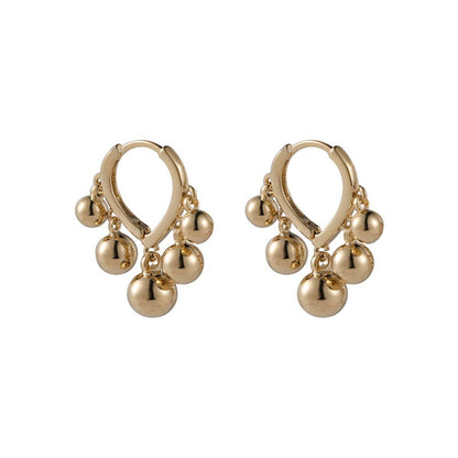 Goldtone Ball Tassel Teardrop Huggie Earrings