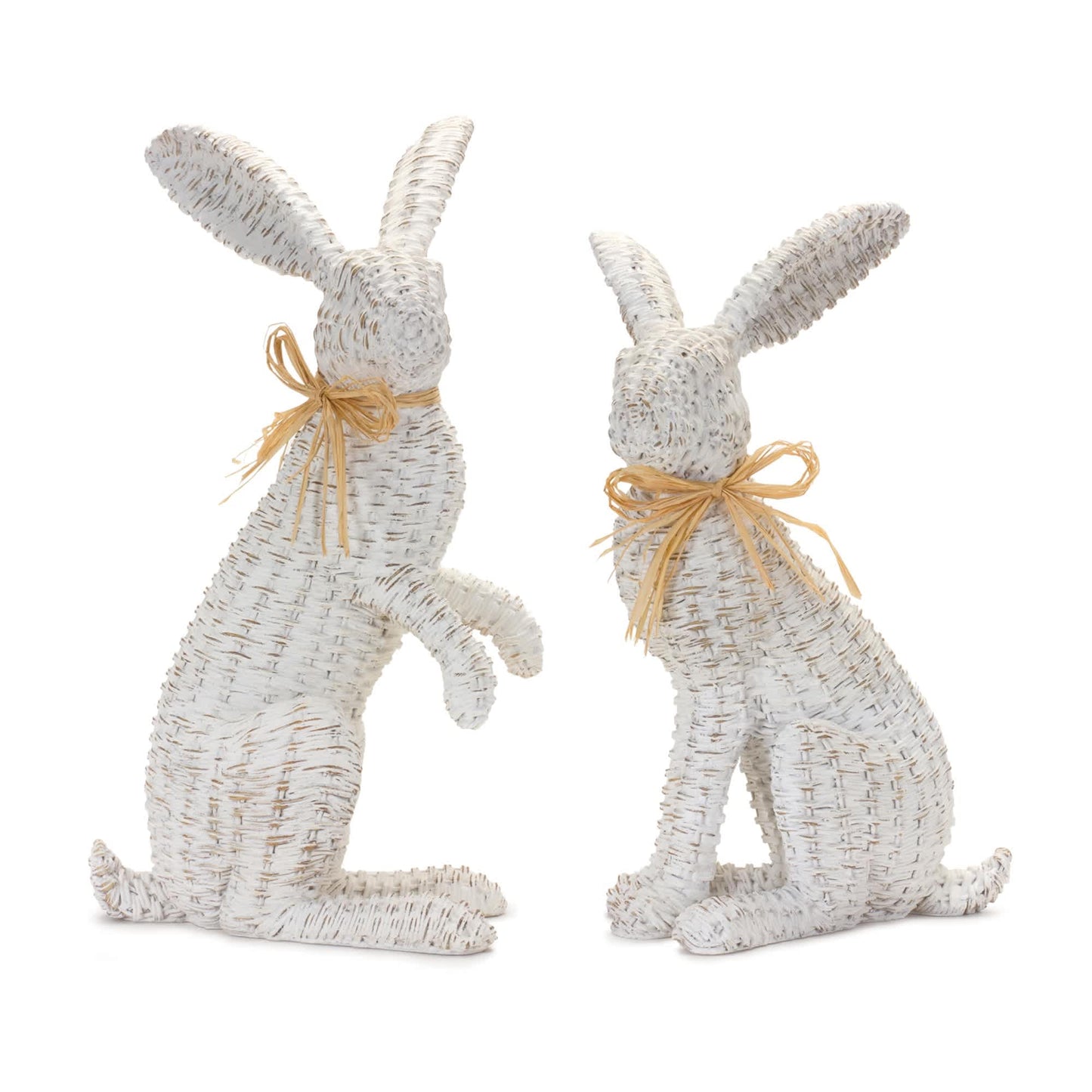 Melrose International Wicker Rabbit Statue (Set of 2)