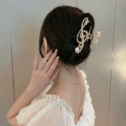 Treble Clef Hair Clip – Crystal Rhinestone Music Note Barrette
