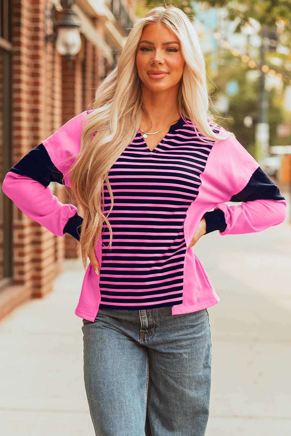 Threaded Pear Haven Stripe Loose Fit Long Sleeve Top