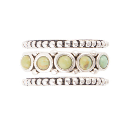 Triple Play Blue Turquoise and Sterling Silver Stack Ring