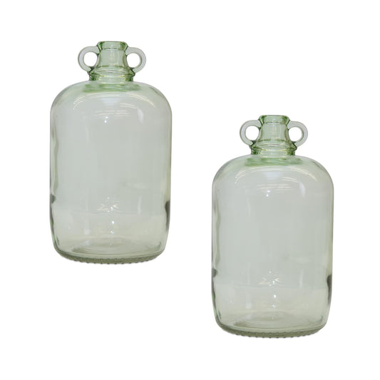 Melrose International Sage Green Glass Jug Vase (Set of 2)