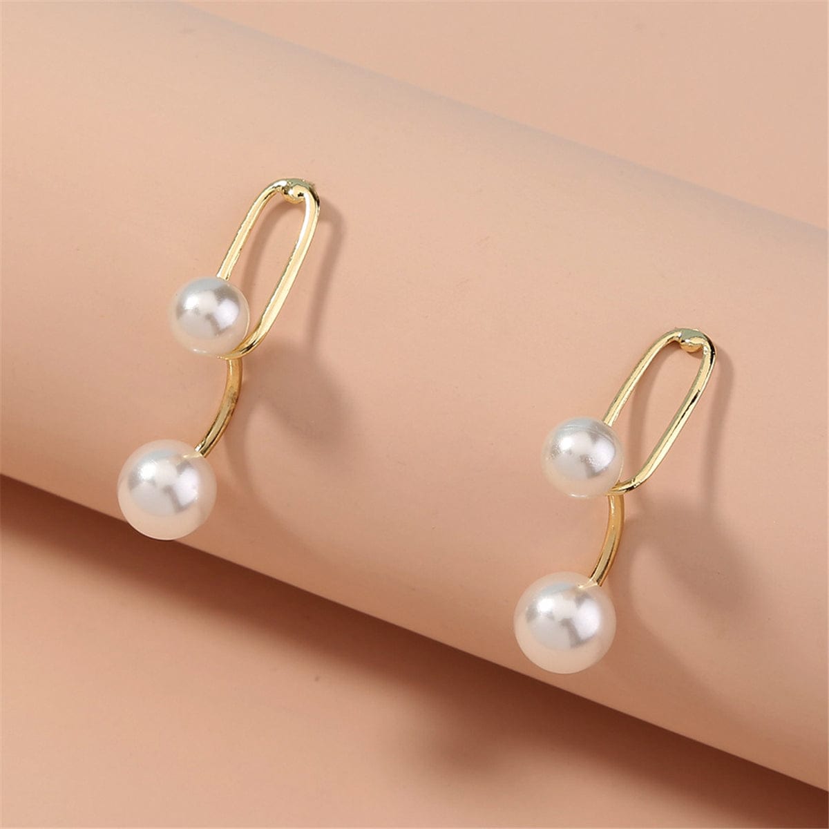 Pearl & Goldtone Double Drop Earrings