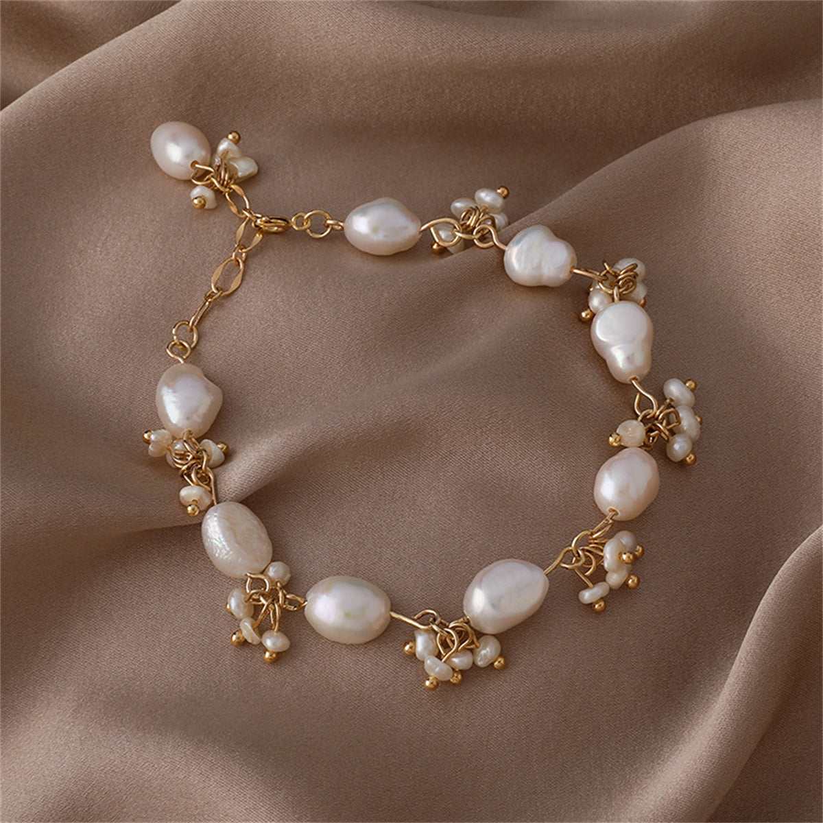 Pearl & Goldtone Botany Station Bracelet