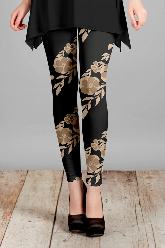 Champagne and Black Floral-
