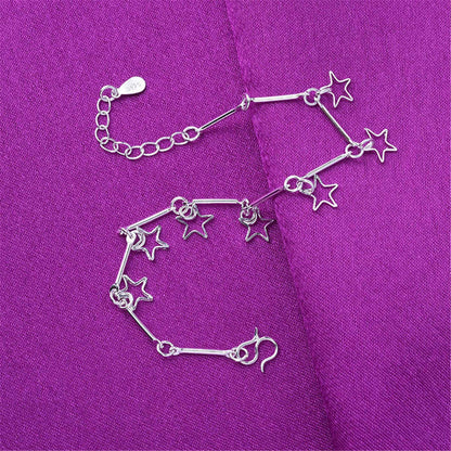 Silvertone Open Star Anklet-2