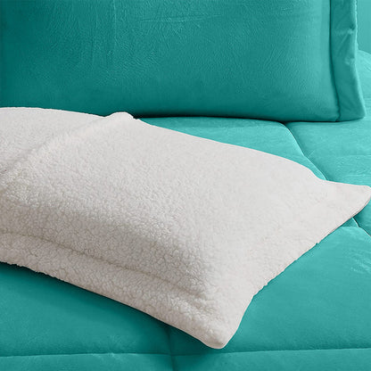 Elegant Comfort 3-Piece Micro-Suede Reversible Sherpa - Solid Color Design Comforter Set