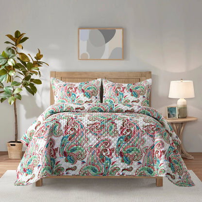Elegant Comfort 3-Piece Paisley Quilted Reversible Bedspread Coverlet Set