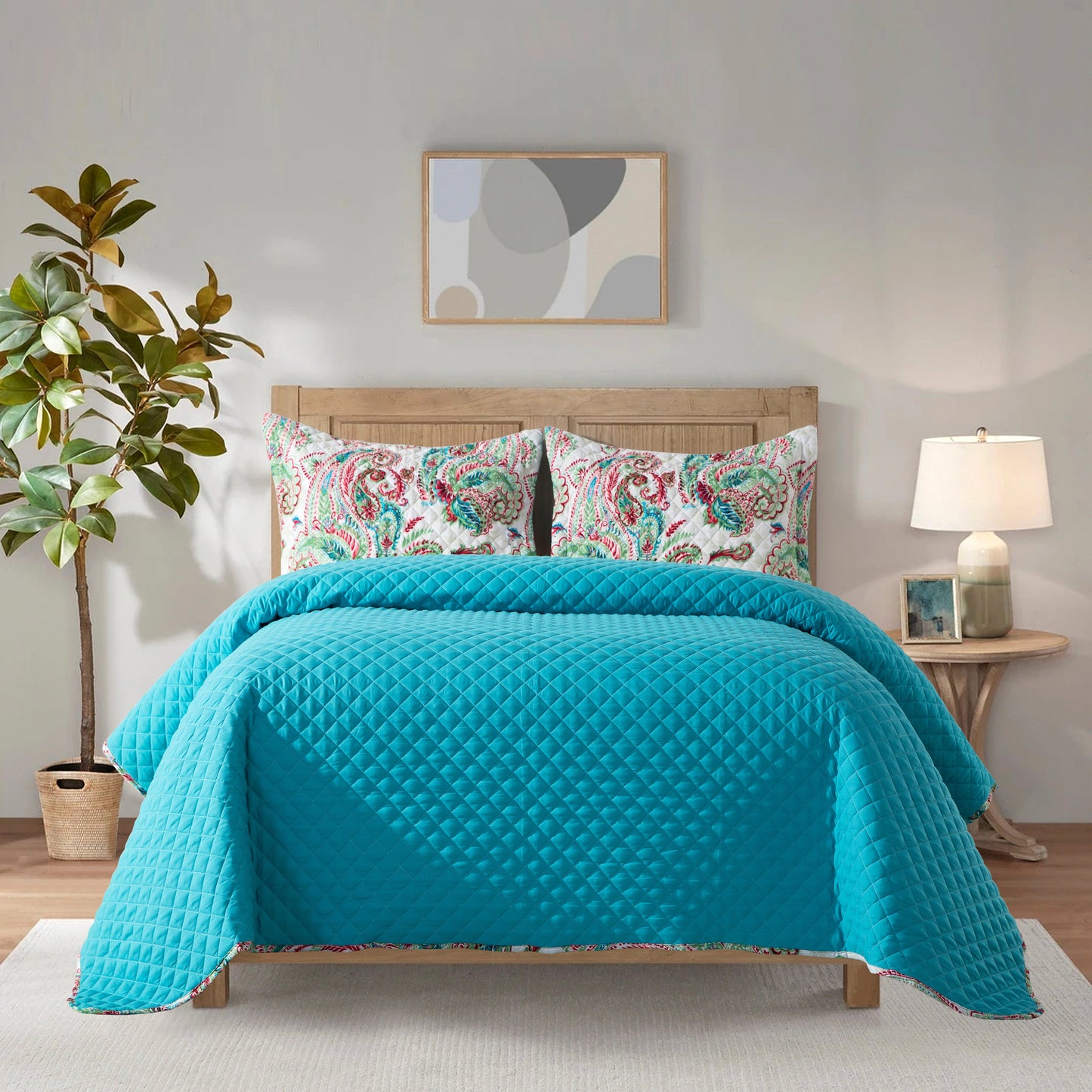 Elegant Comfort 3-Piece Paisley Quilted Reversible Bedspread Coverlet Set