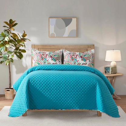 Elegant Comfort 3-Piece Paisley Quilted Reversible Bedspread Coverlet Set