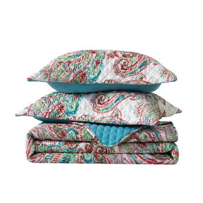 Elegant Comfort 3-Piece Paisley Quilted Reversible Bedspread Coverlet Set