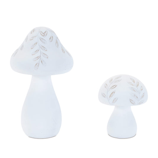 Melrose International Etched Mushroom Decor (Set of 2)