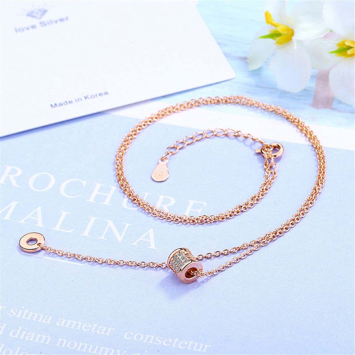 Cubic Zirconia & Rose Goldtone Coin Pendant Necklace