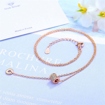 Cubic Zirconia & Rose Goldtone Coin Pendant Necklace