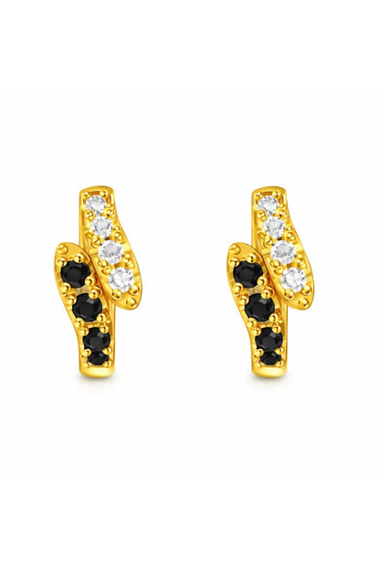 Split Pavé Black & White Huggie Hoops