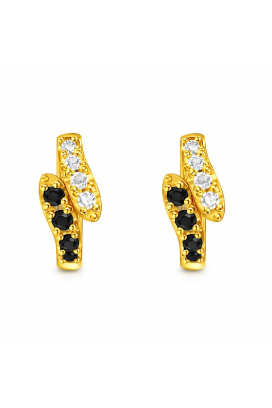 Split Pavé Black & White Huggie Hoops