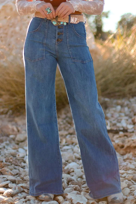 Threaded Pear Aleah Waist Wide Leg Jeans