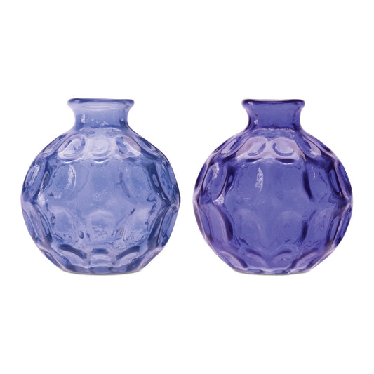 Melrose International Blue Bubble Glass Bud Vase (Set of 2)