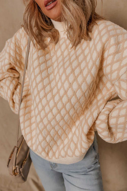 Threaded Pear Ximena Rhombus Textured Knit Sweater