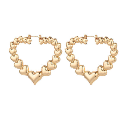 Goldtone Hearts Hoop Earrings