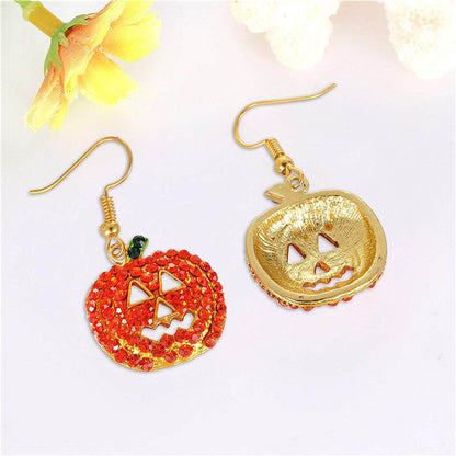 Cubic Zirconia & Goldtone Jack-O-Lantern Drop Earrings