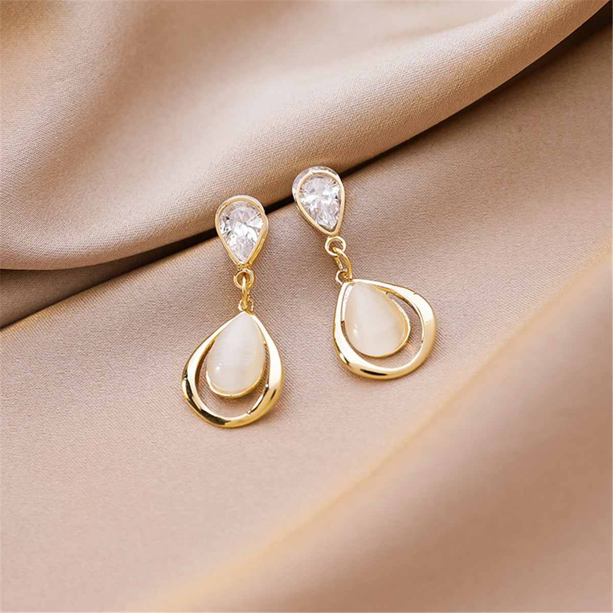 Goldtone & Clear Crystal Planet Drop Earrings