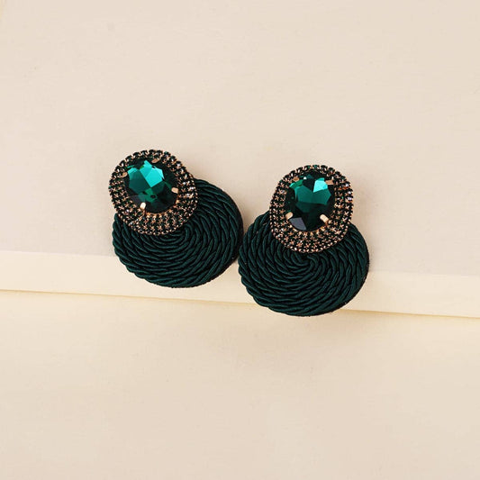 Green Crystal & Cubic Zirconia Round Drop Earrings