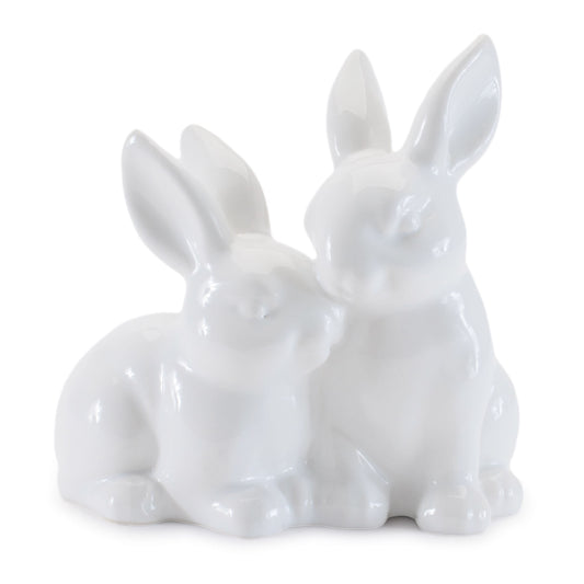 Melrose International Ceramic Mini Garden Bunny Couple (Set of 4)