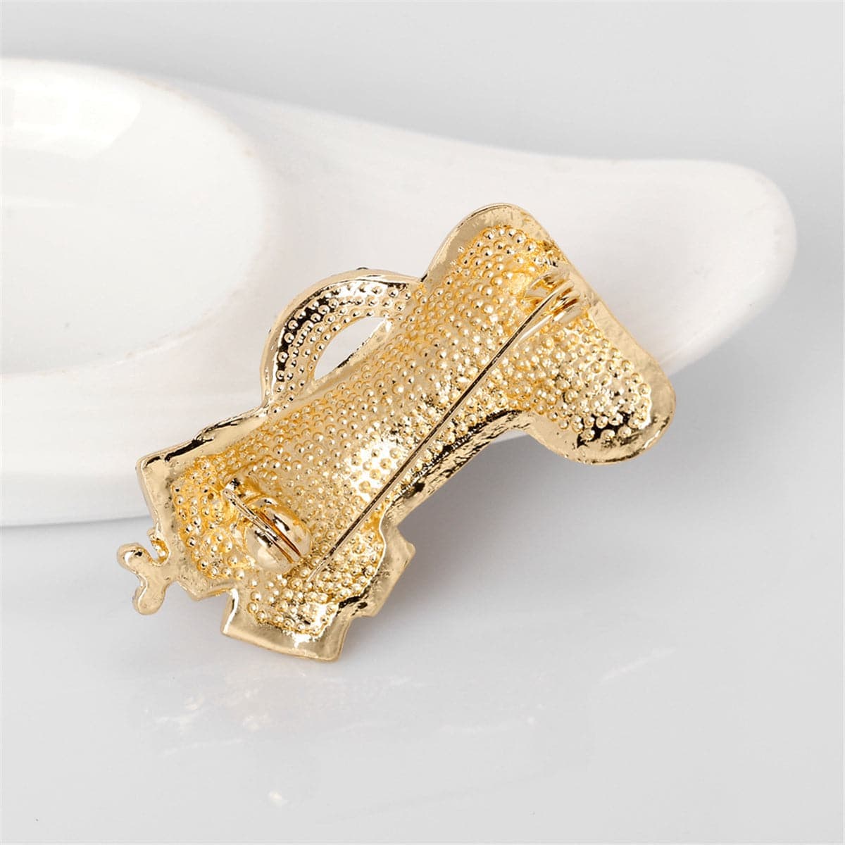 Cubic Zirconia & Goldtone Stocking Boot Brooch-3