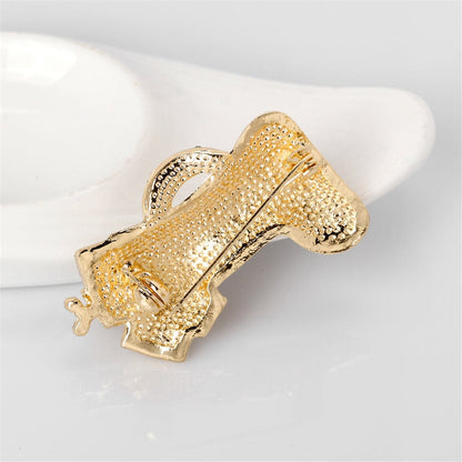Cubic Zirconia & Goldtone Stocking Boot Brooch-3