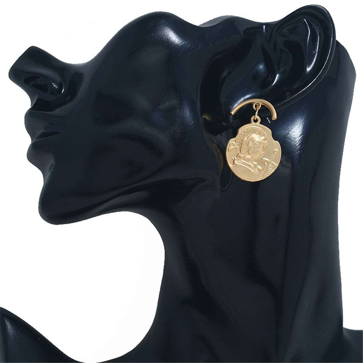 Rose Goldtone Curved Coin Drop Earrings